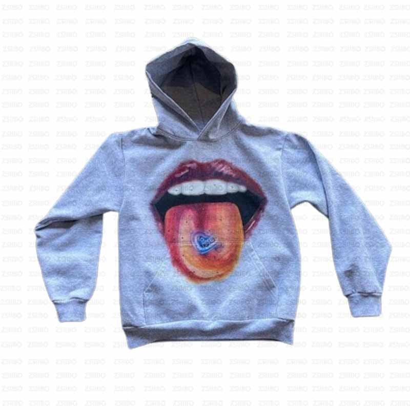 Big Mouth Printed Hip Hop Sweater