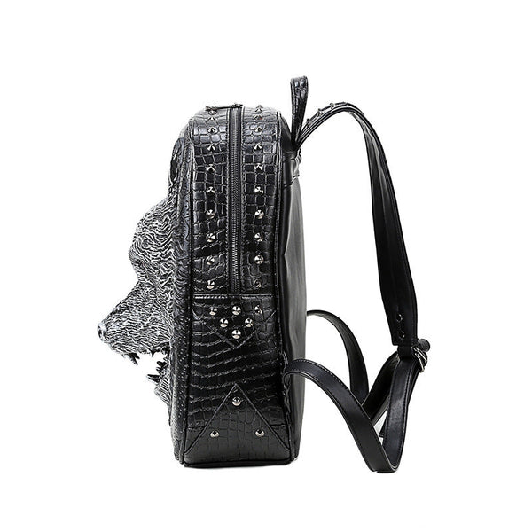 3D Wolf Head Student Backpack