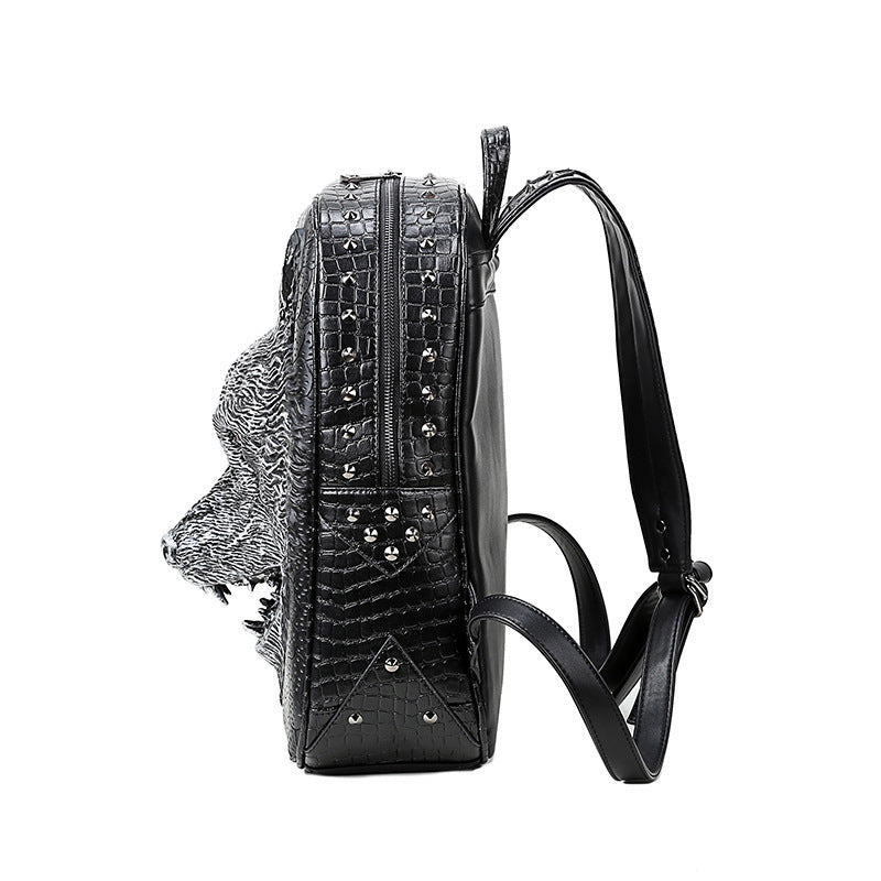 3D Wolf Head Student Backpack