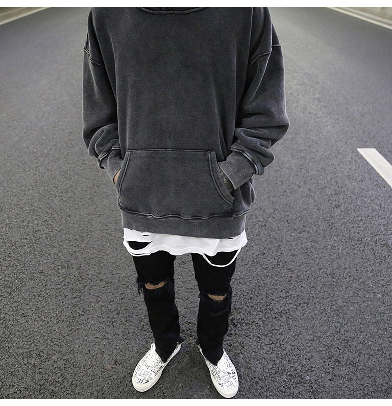 Loose hooded sweater men