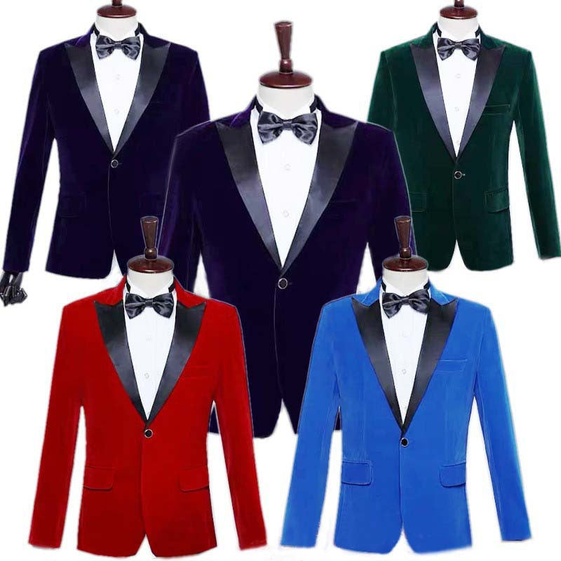 Men's Stage Performance Suit Velvet Jacket