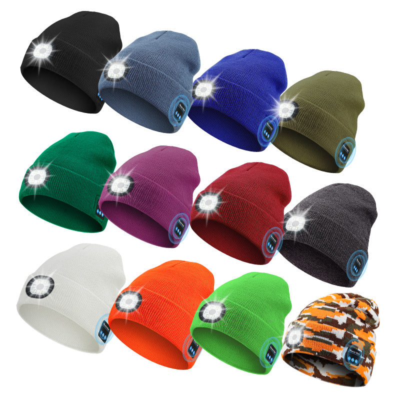 Outdoor Riding Lighting Headlights Cap Multi-color Optional Night Running LED Light Emitting Knitted Hat