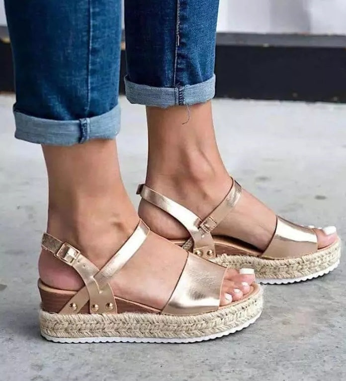 Hemp rope heel sandals