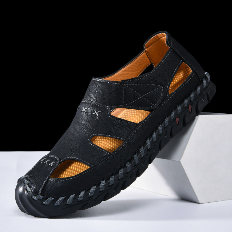 Men's Casual Hand-stitched Velcro Sandals