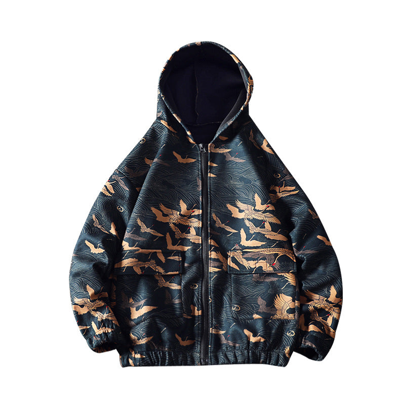 Floral hooded jacket men