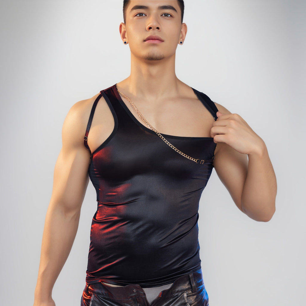 Fashion Sleeveless Sexy Suspenders Top Tight Stretch Vest Men