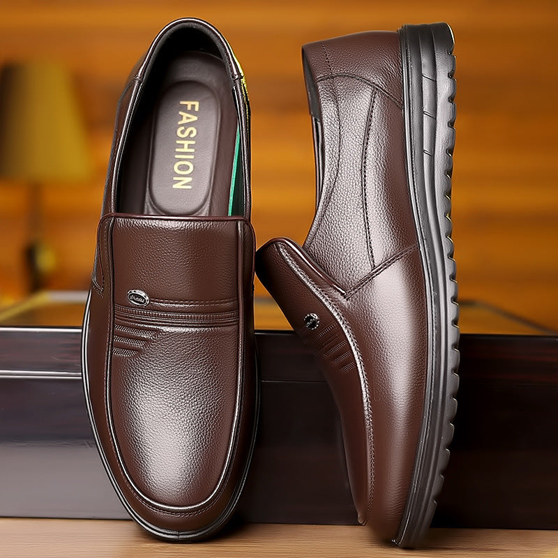 First Layer Cowhide Men's Business Casual Non-slip Soft Leather Soft Sole Shoes
