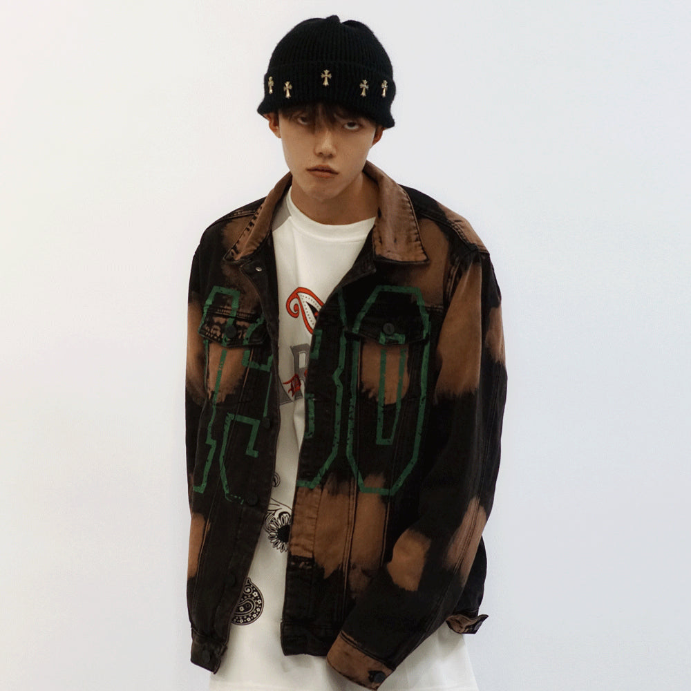 Letter Print Tie Dye Jacket men and women