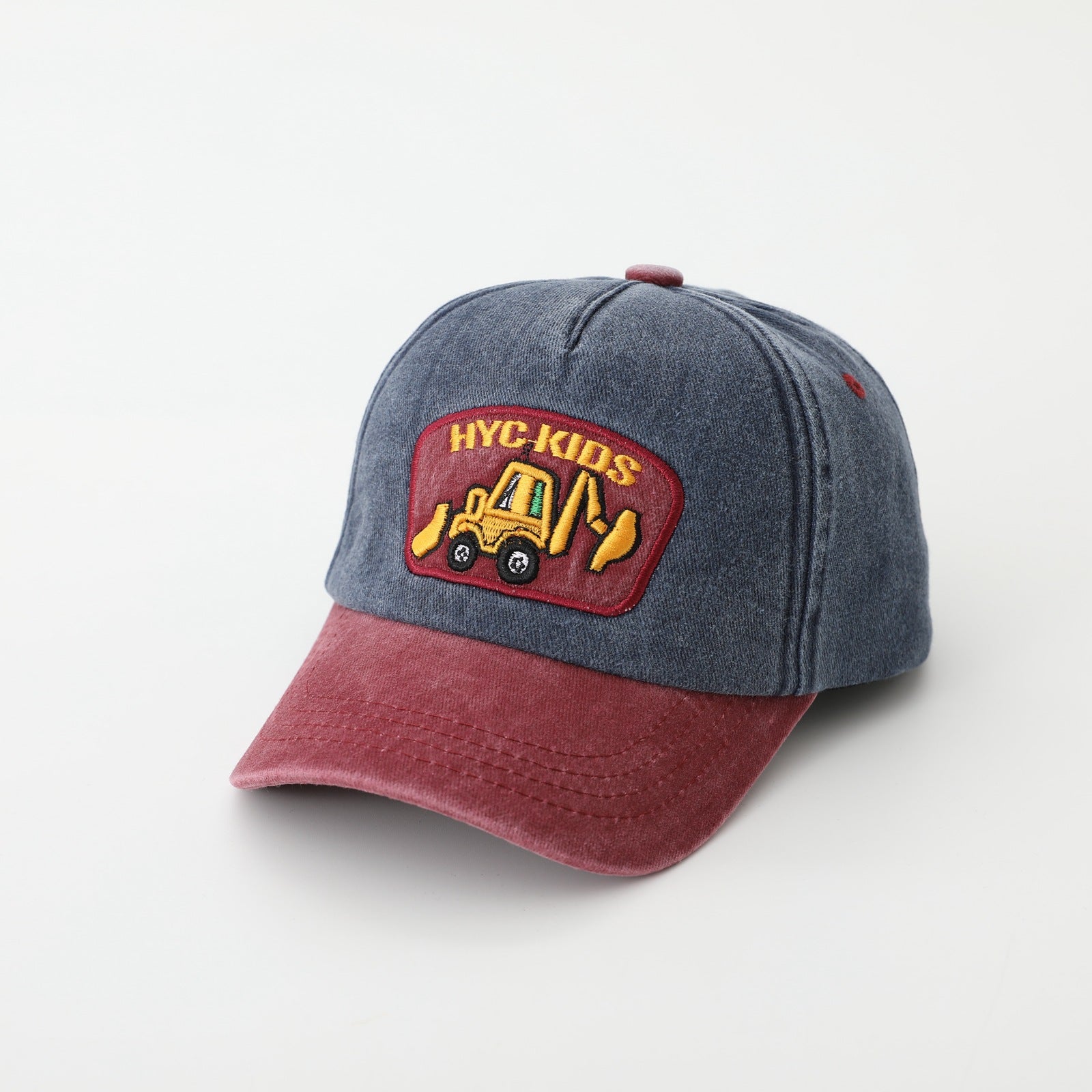 Cartoon Excavator Washed Baseball Cap