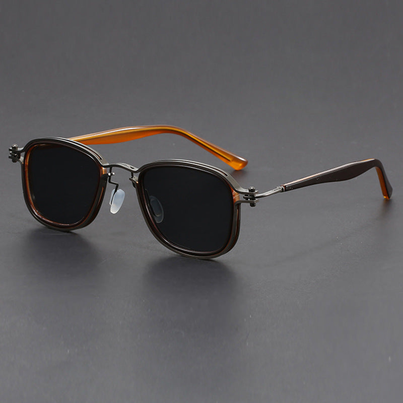 Plastic Metal Retro Square Frame Sunglasses