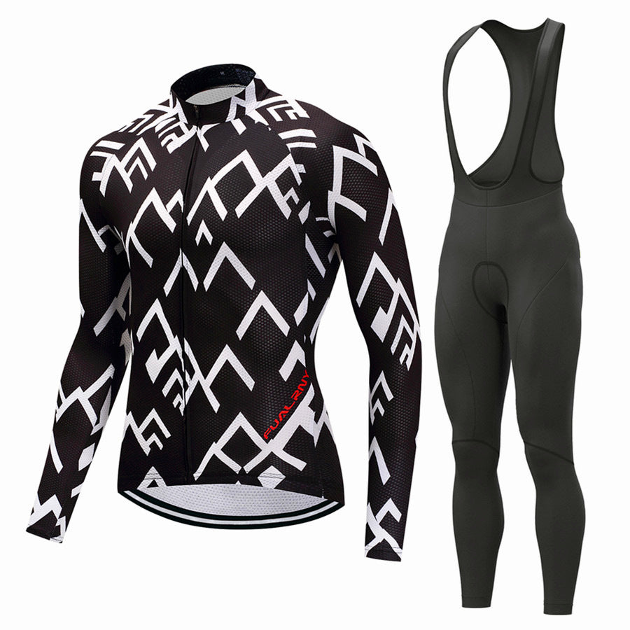 Autumn And Winter Cycling Clothes Men's Long-sleeved Fleece Suspenders Trousers