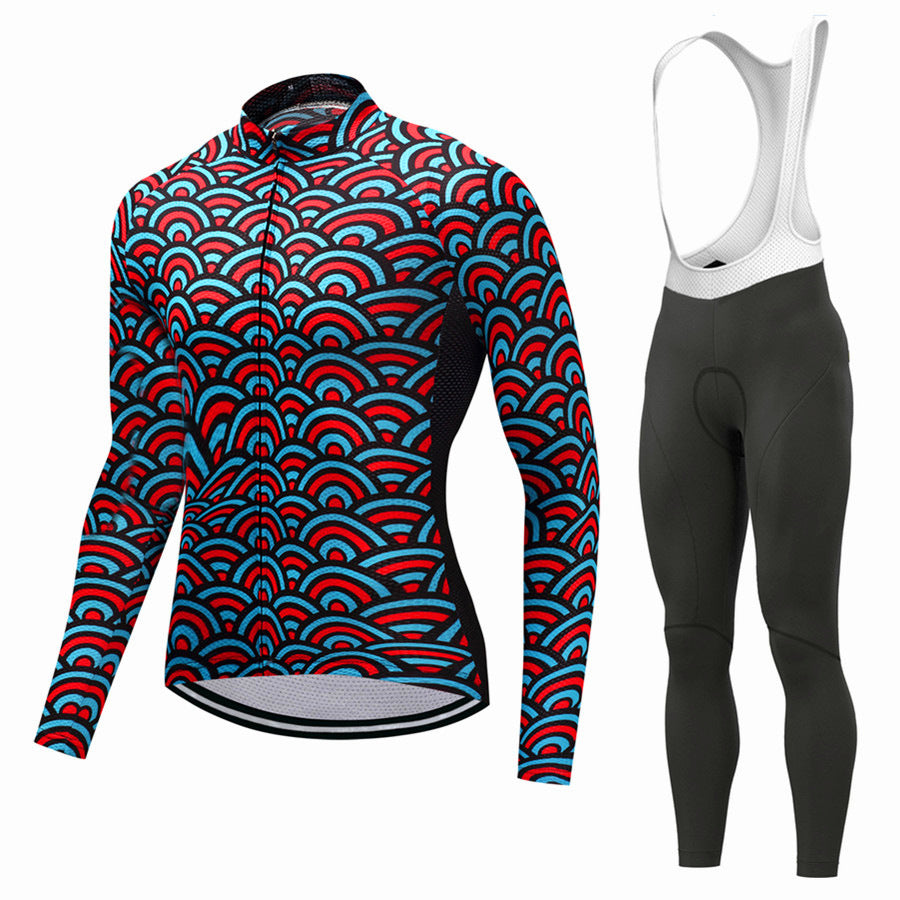 Autumn And Winter Cycling Clothes Men's Long-sleeved Fleece Suspenders Trousers