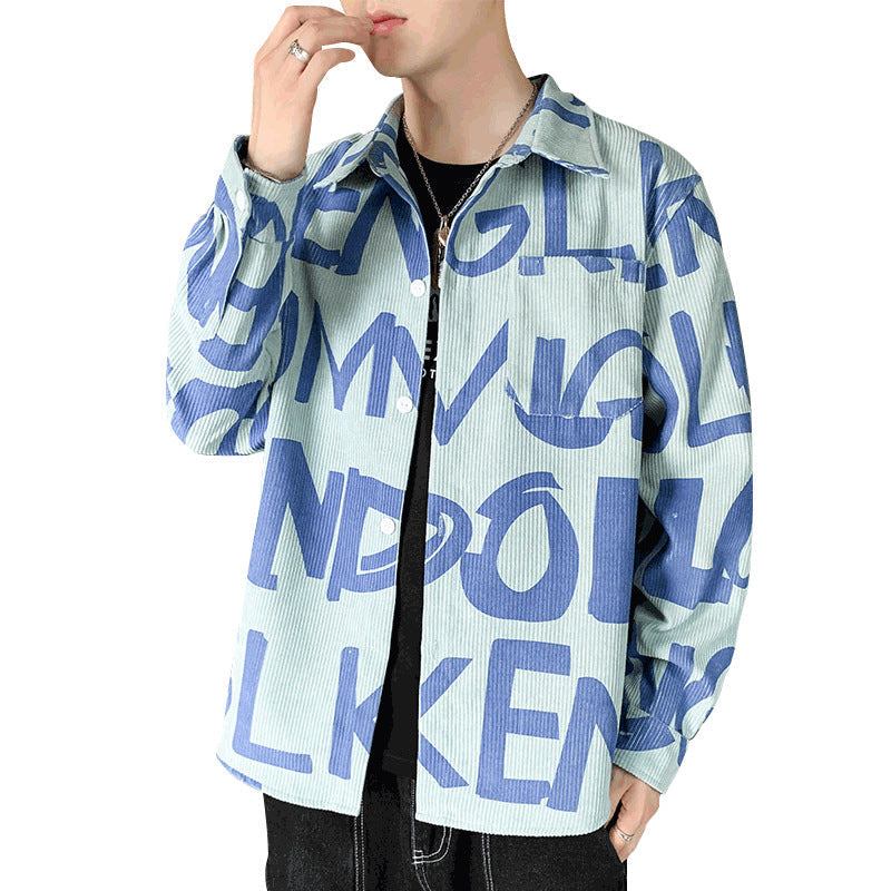 Men's Corduroy Printed Shirt Jacket