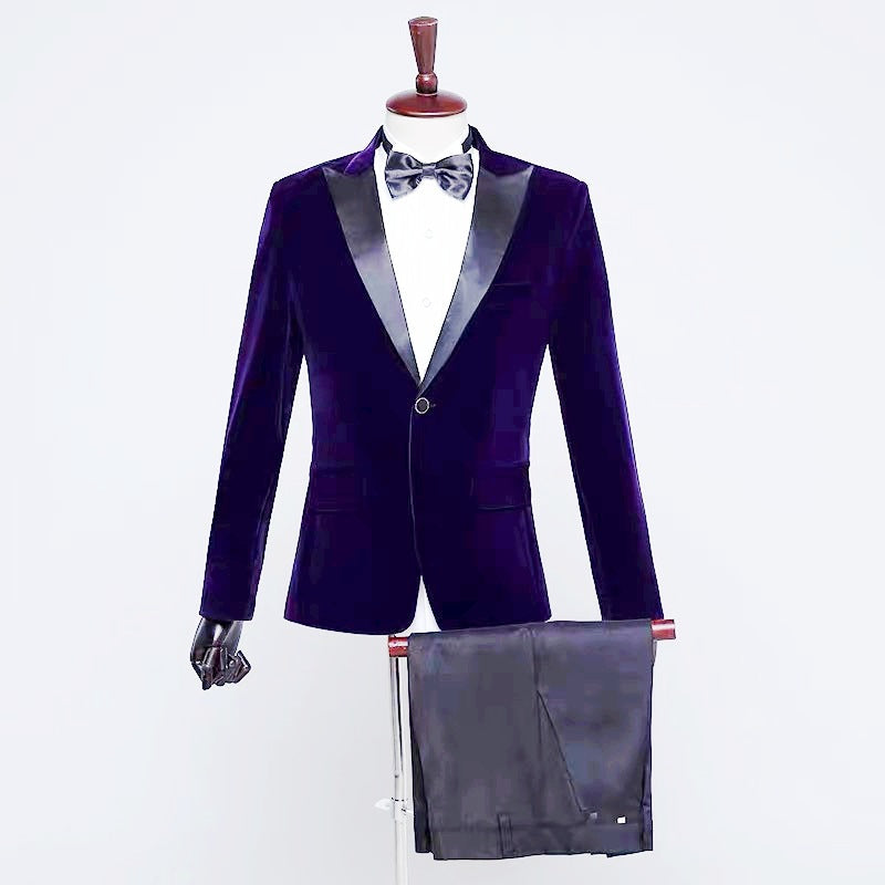 Men's Stage Performance Suit Velvet Jacket