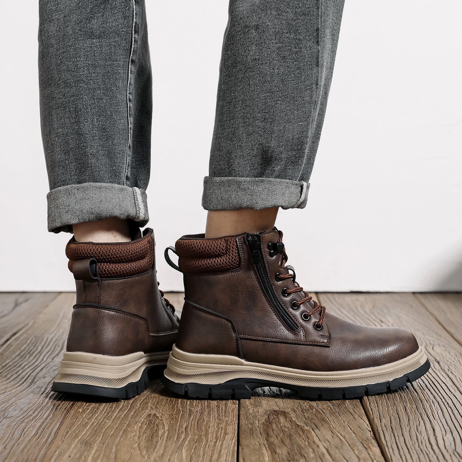 High-top Men's Shoes Men's Deodorant And Breathable Anti-smashing And Anti-penetration Lightweight And Wear-resistant Safety