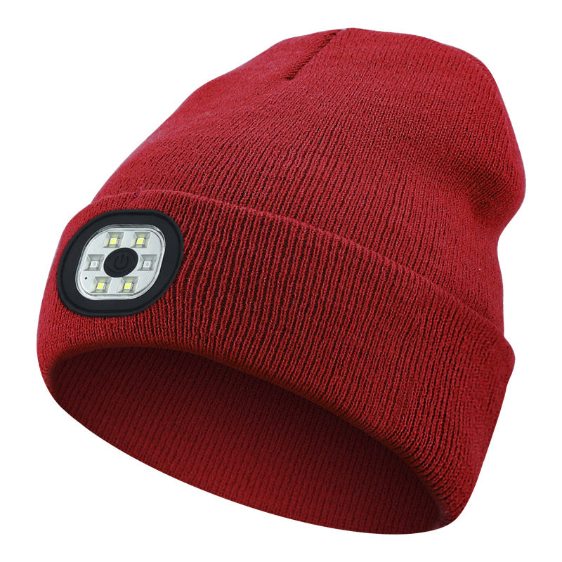 Outdoor Riding Lighting Headlights Cap Multi-color Optional Night Running LED Light Emitting Knitted Hat