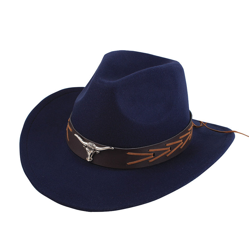 European And American Style Woolen Cowboy Hat Men's Lady Couple Ethnic Style Curling