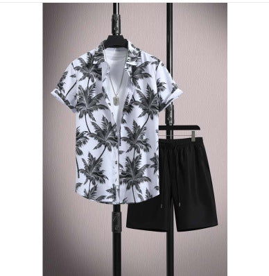 Men's Casual Ice Silk Micro-elastic Printed Short-sleeved Shirt