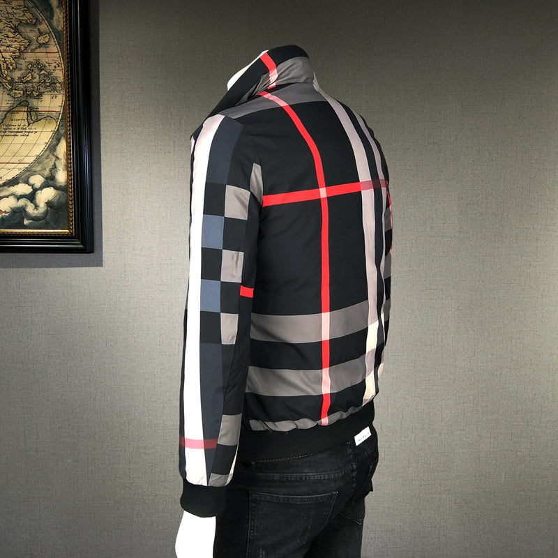 men's slim fit plaid jacket