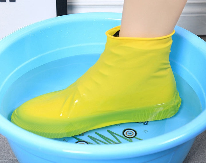Rubber Anti-slip Waterproof Shoe Cover Reusable Rain Boot Motorcycle Bike Overshoe Blue Yellow for Men Women