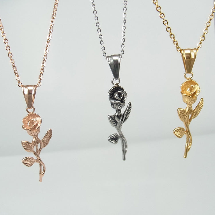 Gold Roses Necklace For Men and women