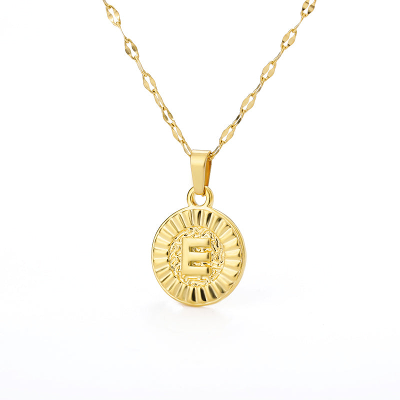 English Alphabet Disc Necklace Men and women