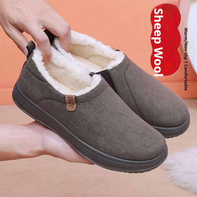 Fleece-lined Merino Wool Slip-on Snow Boots With Anti-slip Soles