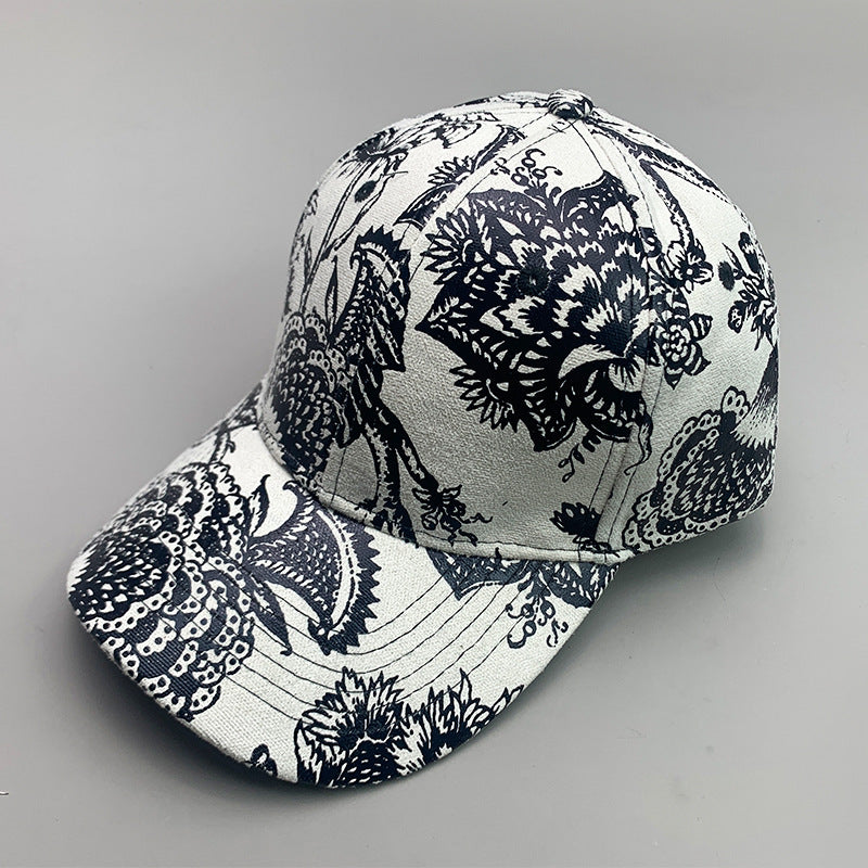 Korean Style Pure Leather Printing Baseball Caps