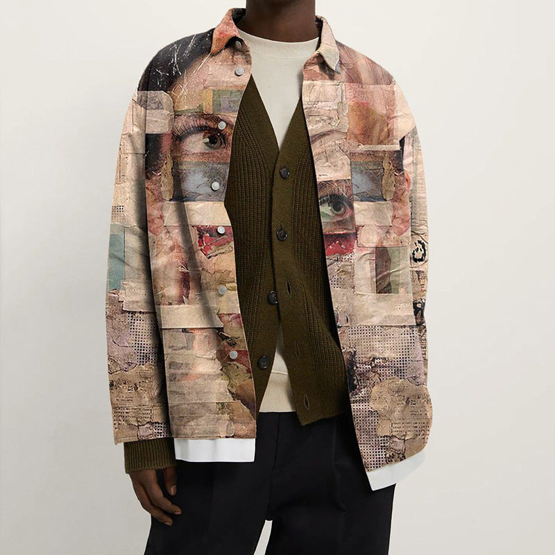 Explosive Autumn Printed Lapel Men's Jacket
