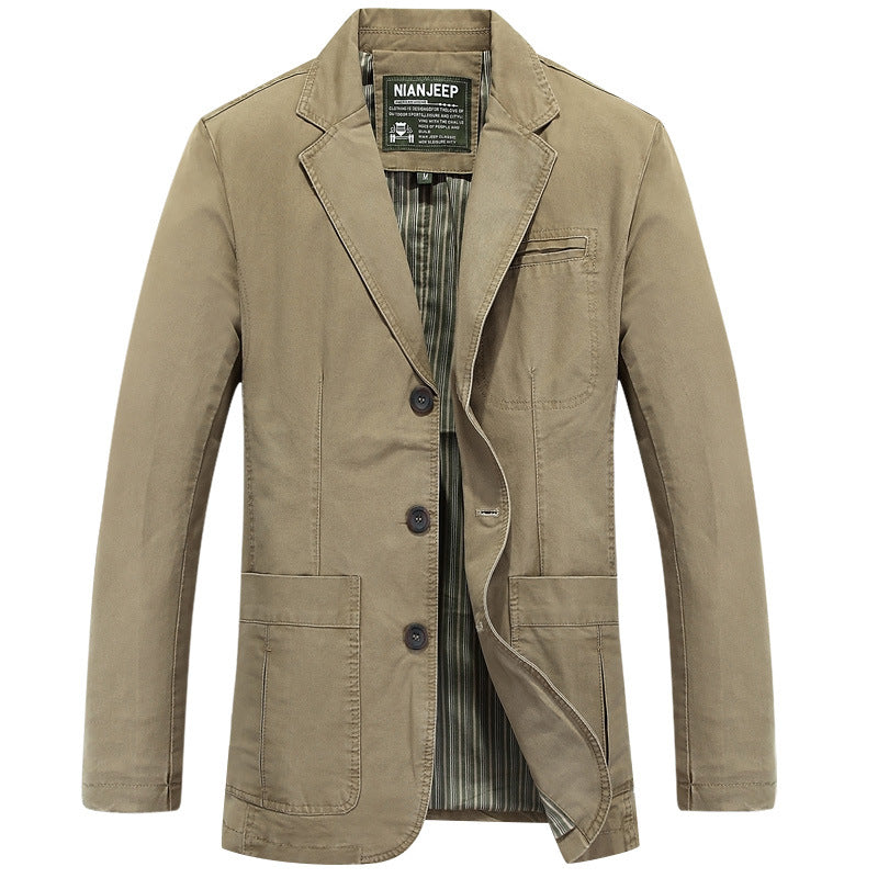 Loose Plus Size Suit Pure Cotton Washed Single-breasted Casual Jacket