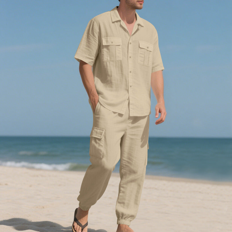 Workwear Casual Shirt Short Sleeve Trousers Suit