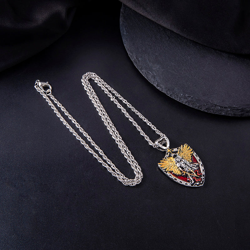 Christian Angel Michael Shield Pendant Necklace