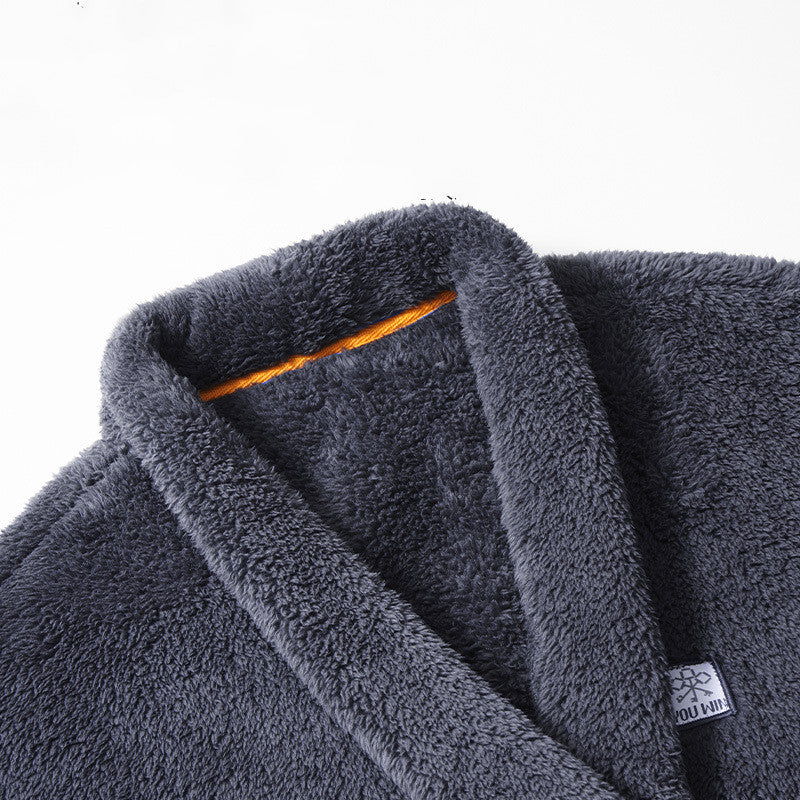 Men's Nightgown Men's Coral Velvet With Plush