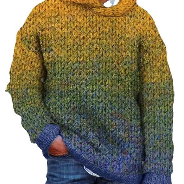 Acetate Fiber Men's Heavy Classic Style Woven Hooded Sweater