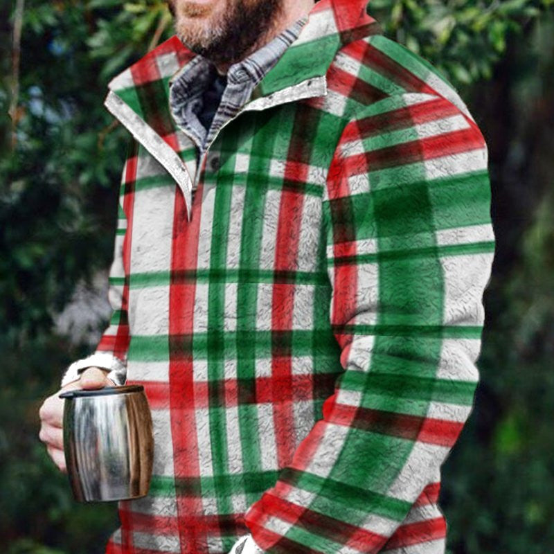 Autumn And Winter Casual Button Pocket Flannel Plush Men's Sweater