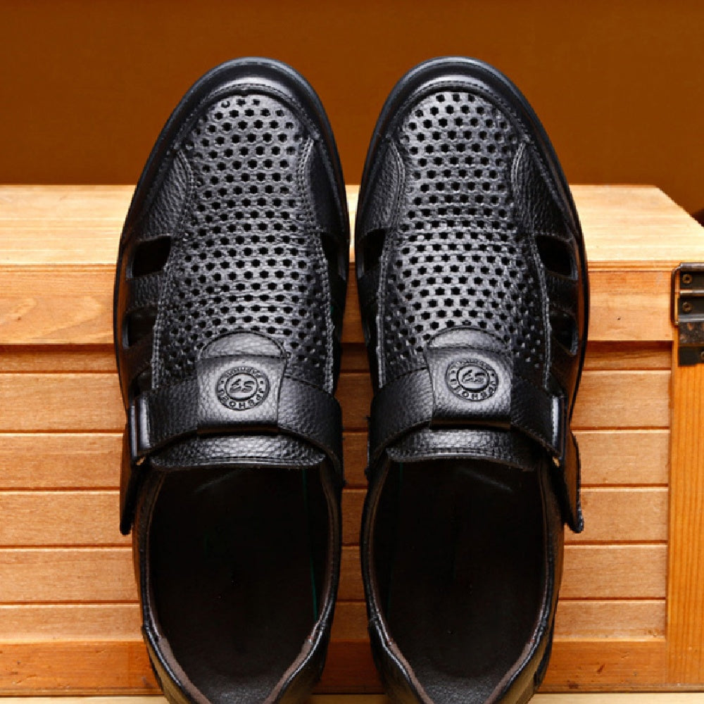 Men's Summer Hollow Breathable Leather Shoes