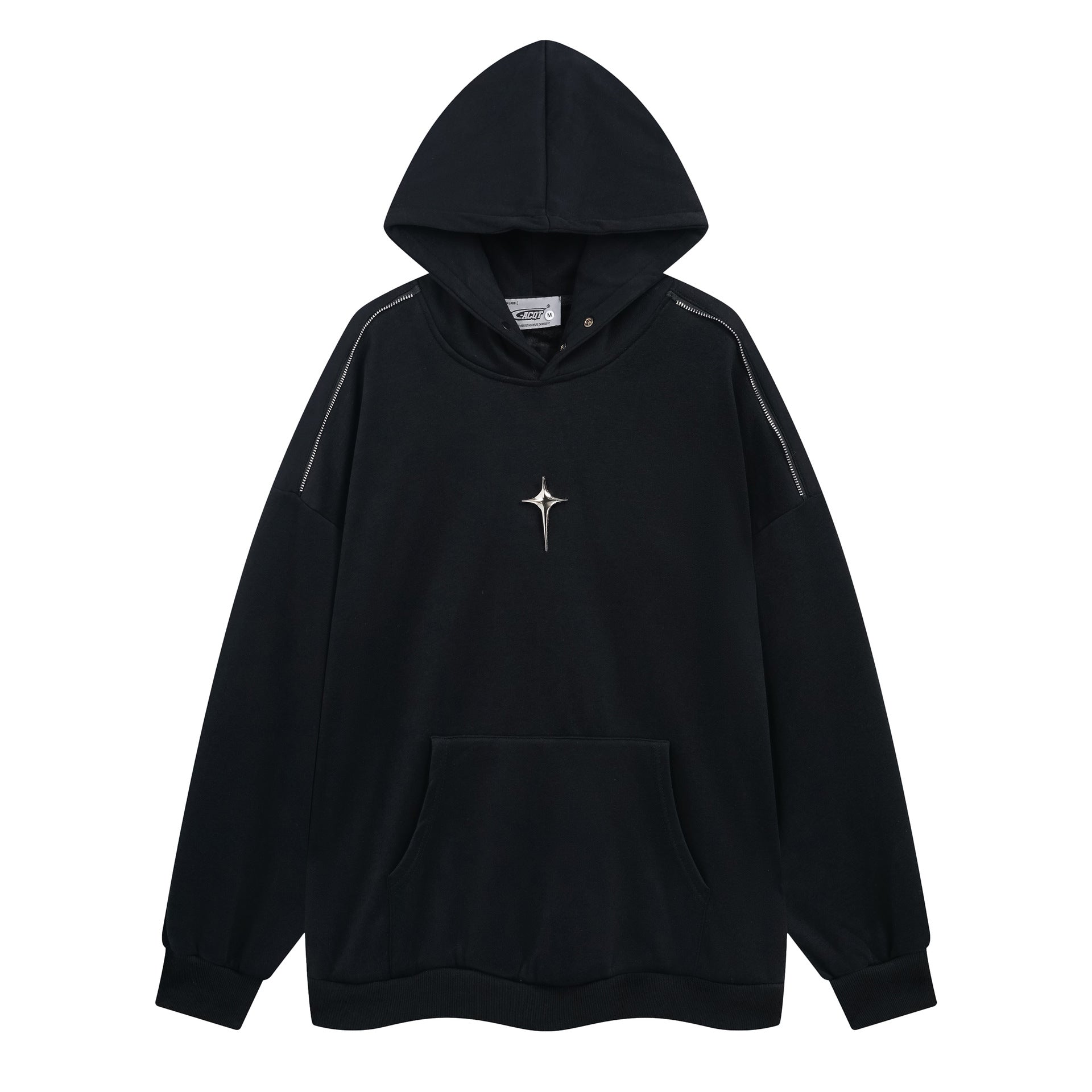 Autumn And Winter Metal Design Four Awn Star Plus Velvet Thickened Hooded Sweatshirt
