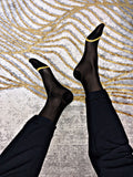 Men's dark line socks with golden toes