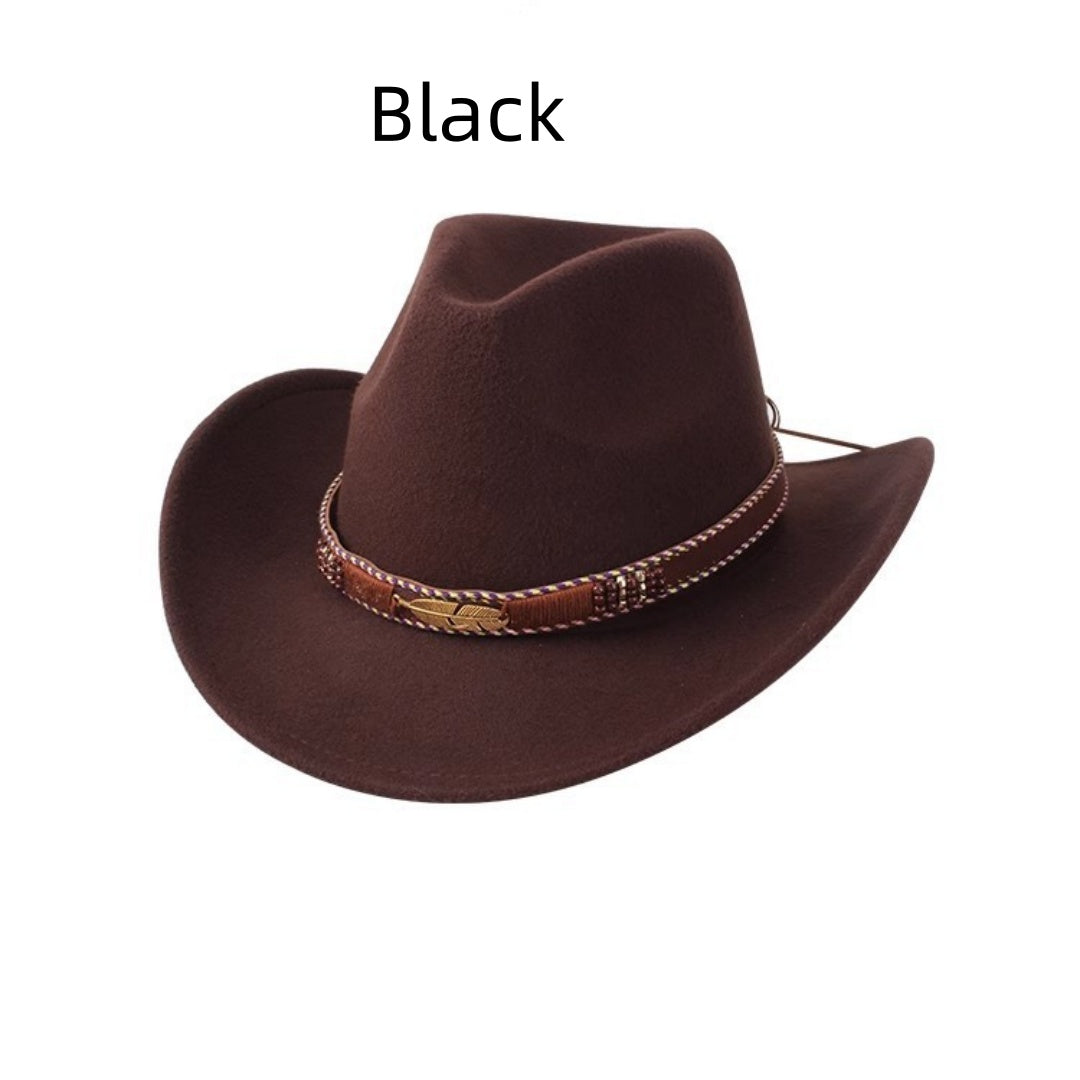 European And American Style Woolen Cowboy Hat Men's Lady Couple Ethnic Style Curling