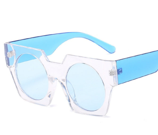 Red Geometry Vintage Big Frame Sunglasses