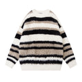 Striped Mink-like Round Neck Sweater For Men