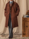 Autumn Corduroy Long-cut Coat Casual Loose Raglan Sleeve Retro