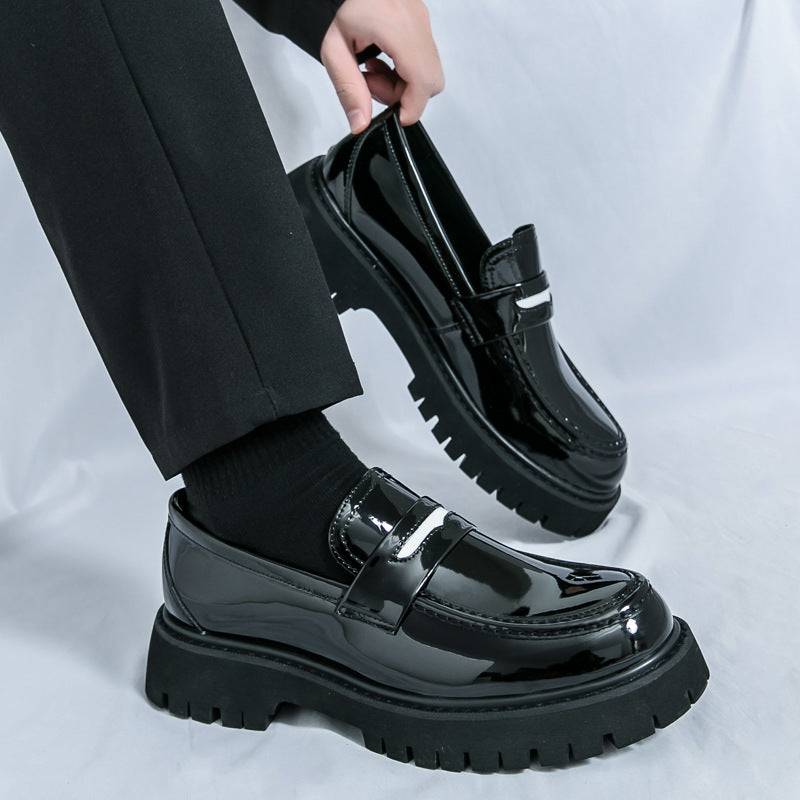 Men's Chunky Heel Fashion All-matching Simple And Comfortable Leather Shoes