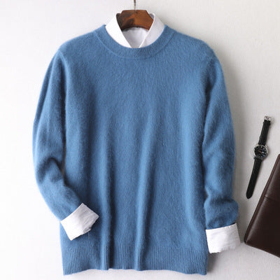 New Cashmere Men's Round Neck Loose Thick Mink Sweater
