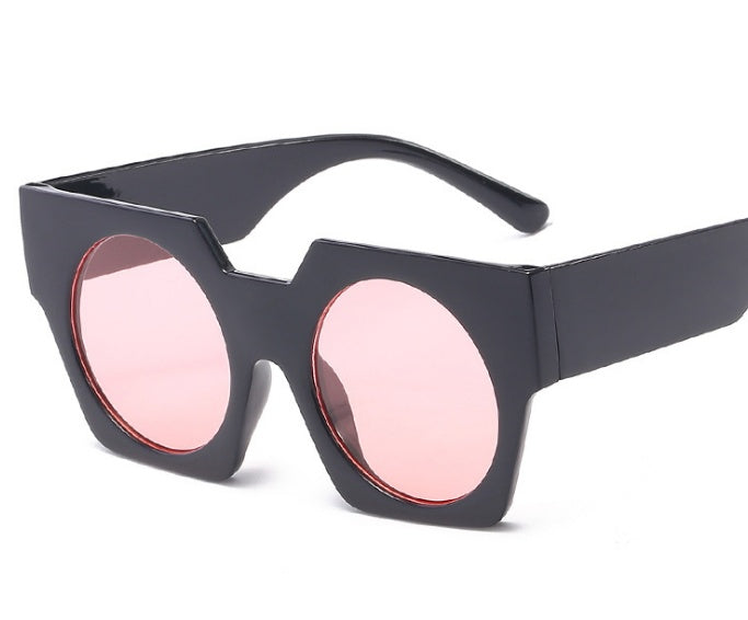 Red Geometry Vintage Big Frame Sunglasses