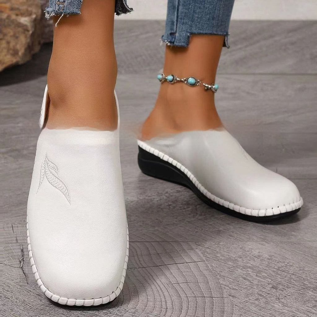 New Round Toe Flat Bottom Foreign Trade Plus Size Slip-on Lofter Half Slippers