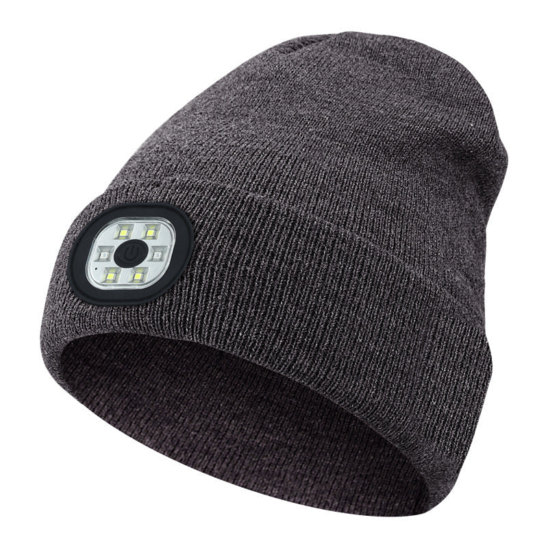 Outdoor Riding Lighting Headlights Cap Multi-color Optional Night Running LED Light Emitting Knitted Hat