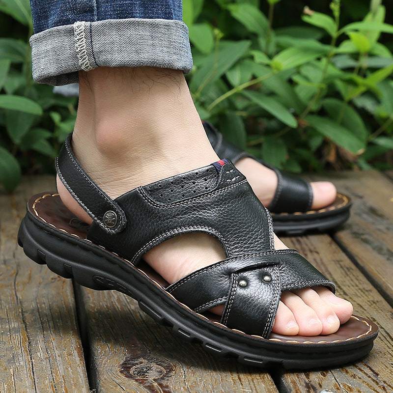 Men's Outdoor Leather Beach Shoes, Men's Leather Cool