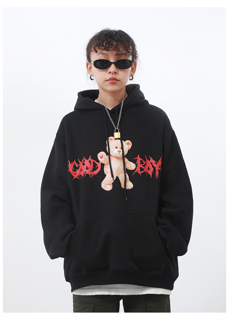 Men's hooded loose fall/winter bear sweater