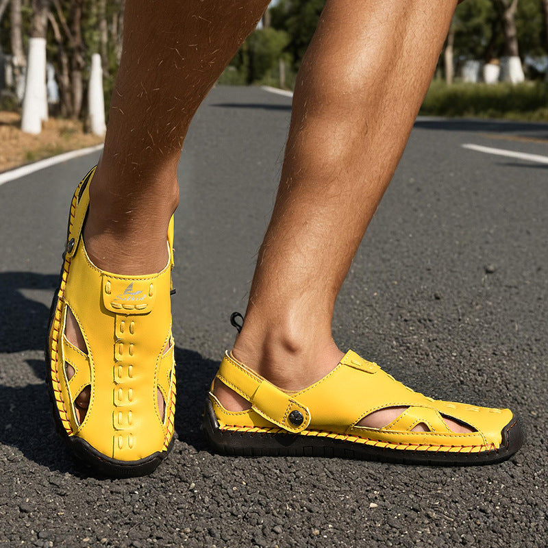 Couple Bright Sandals Closed Toe Hollow Hole Shoes